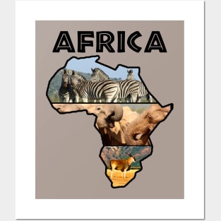African Wildlife Continent Collage Posters and Art